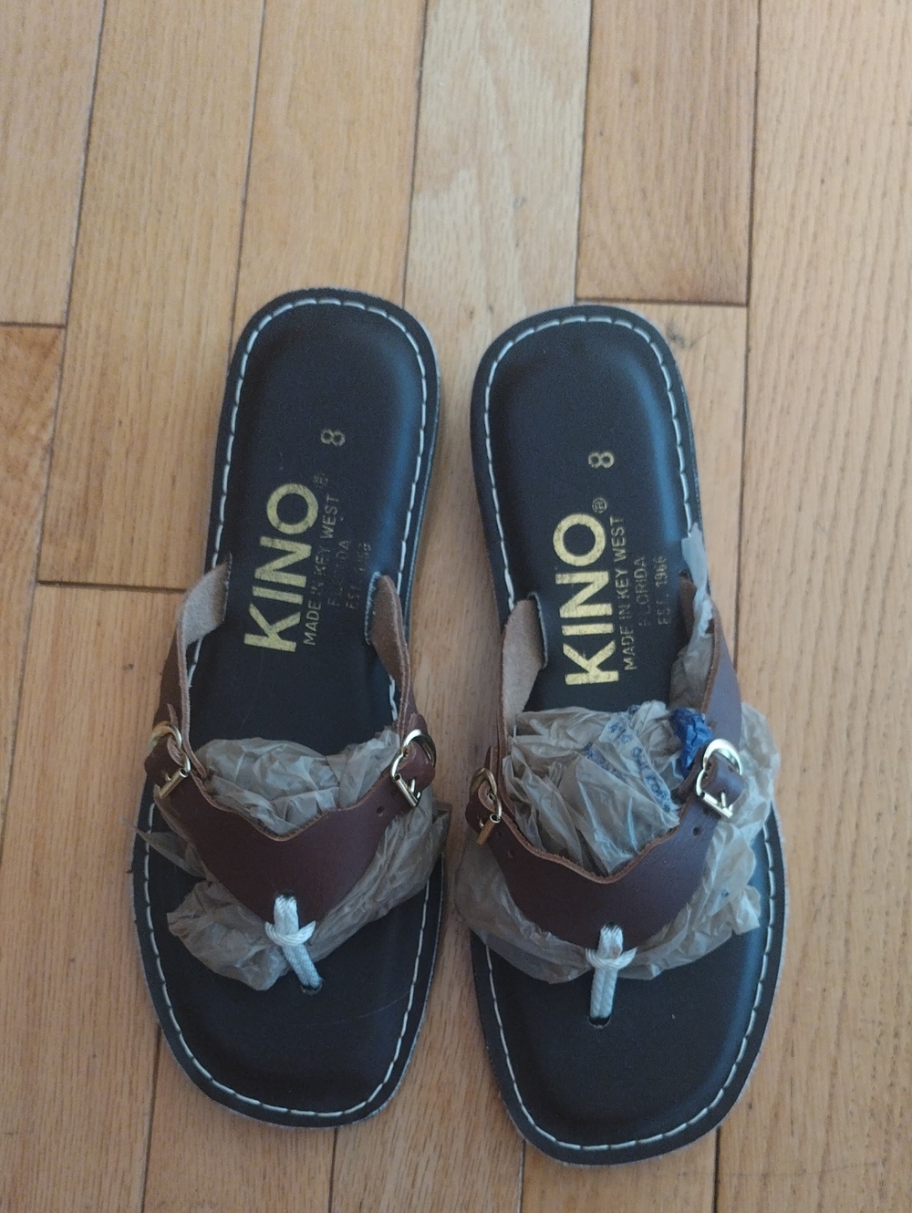 Kino Brown Leather Thong Sandals - Women's Casual Slip-Ons Made In Key West